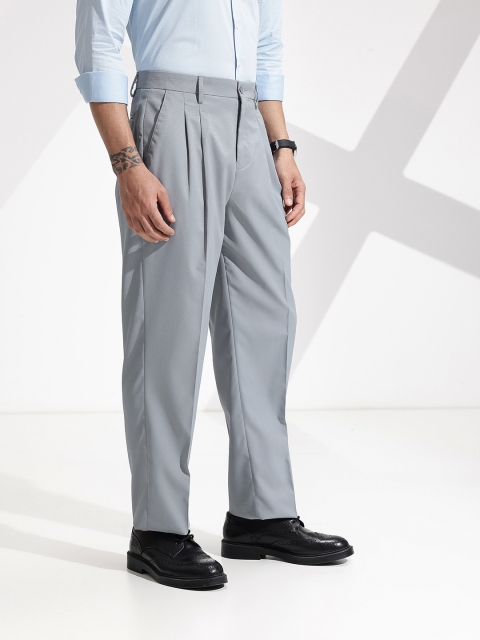 encore by INVICTUS Men Textured Formal Trousers