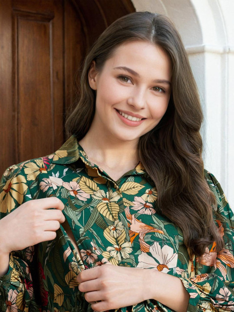 MomToBe Floral Print Puff Sleeve Maternity Fit & Flare Dress - Image 3