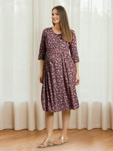 MomToBe Floral Print Maternity Fit & Flare Dress - Image 2