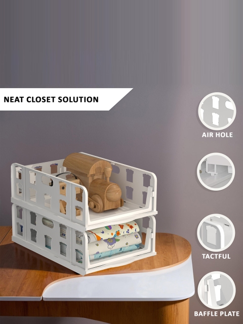 Kuber Industries White Set of 3 Reusable Wardrobe Clothes Storage Drawer Organiser - Image 4