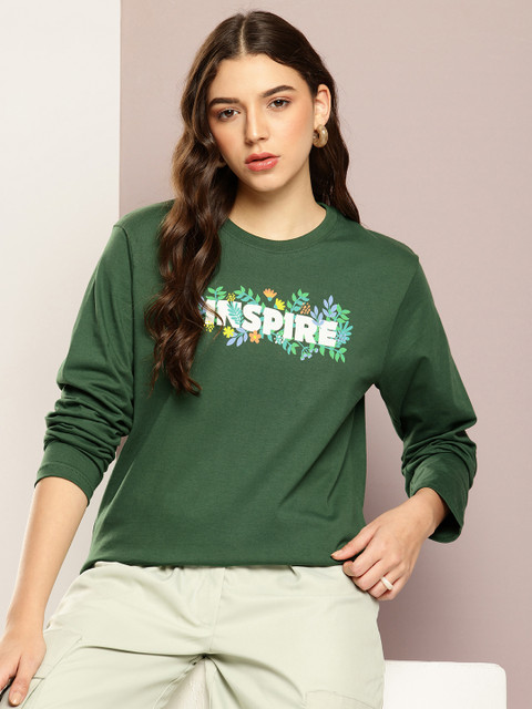 DILLINGER Typography Printed Drop-Shoulder Sleeves Oversized Pure Cotton T-shirt