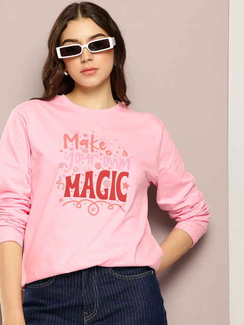 DILLINGER Typography Printed Drop-Shoulder Sleeves Oversized Pure Cotton T-shirt