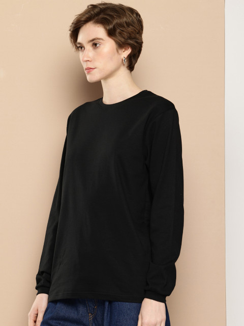 Difference of Opinion Oversized Fit Long Sleeve Typography Printed Pure Cotton T-shirt - Image 4