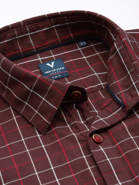 Van Heusen Sport Slim Fit Checked Pure Cotton Casual Shirt - Image 2