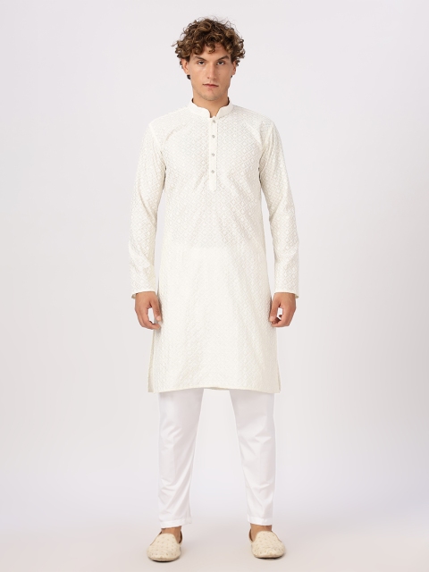Anouk Ethnic Motifs Embroidered Thread Work Cotton Straight Kurta