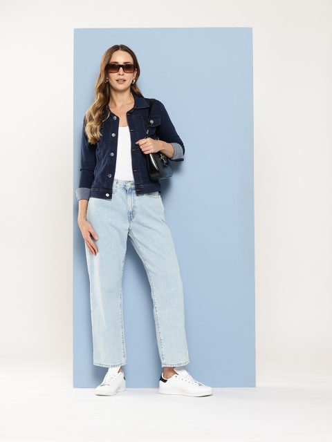 Aarika Solid Denim Jacket with Typography Detail - Image 5