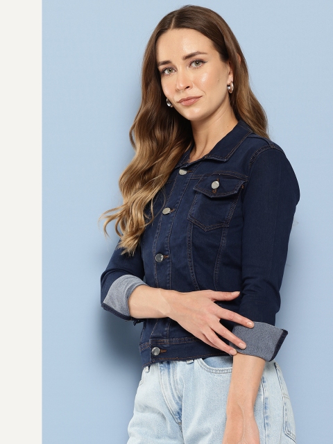 Aarika Solid Denim Jacket with Typography Detail - Image 3