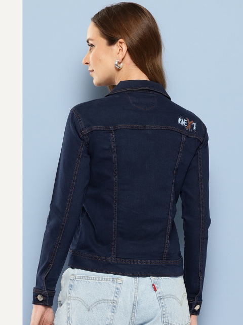 Aarika Solid Denim Jacket with Typography Detail - Image 4
