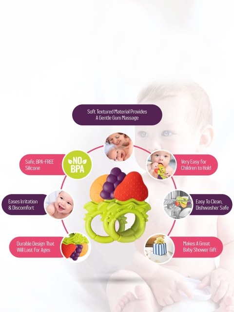 Kritiu Unisex Kids Fruit Shape Baby Teether - Image 2