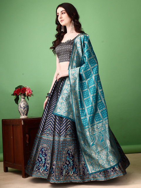 SWAMI STUDIO Ready to Wear Lehenga & Unstitched Blouse With Dupatta - Image 4