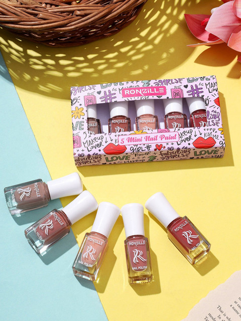 Ronzille Set Of 5 Quick Dry & Glossy Nail Polish- 3.5 ml- Nude Edition