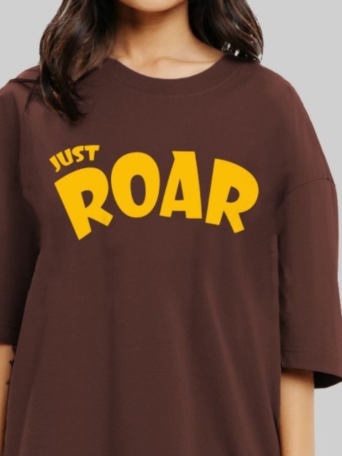Leotude Women Typography Printed Round Neck Cotton Oversized T-shirt - Image 2
