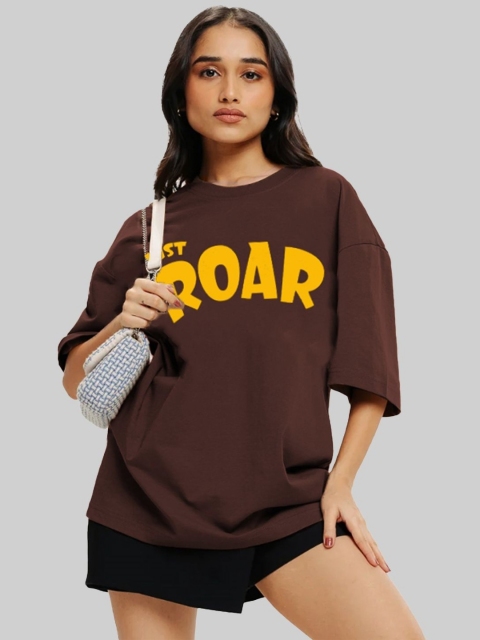 Leotude Women Typography Printed Round Neck Cotton Oversized T-shirt - Image 5