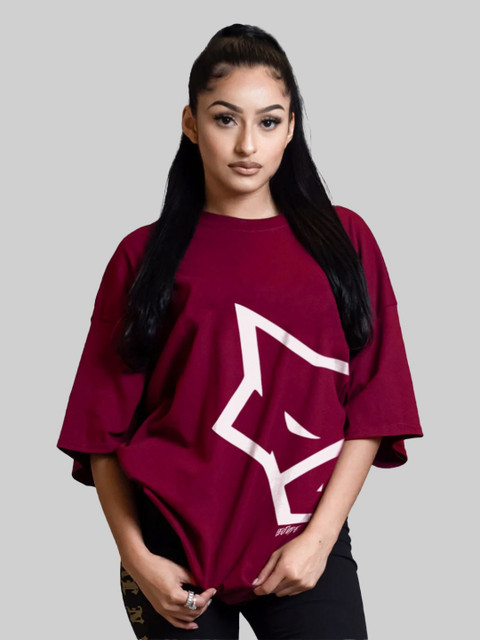 Leotude Women Graphic Printed Round Neck Cotton Oversized T-shirt