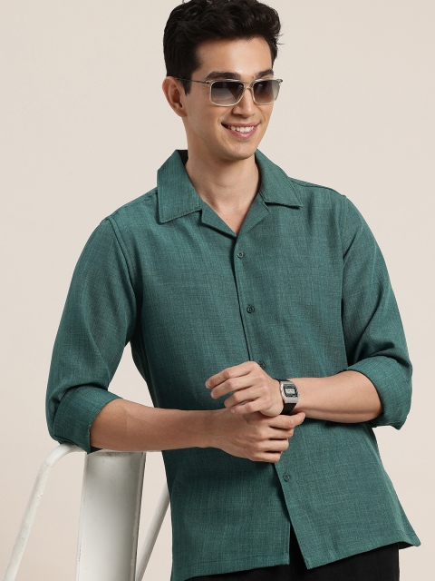 HERE&NOW Cuban Collar Pure Cotton Casual Shirt