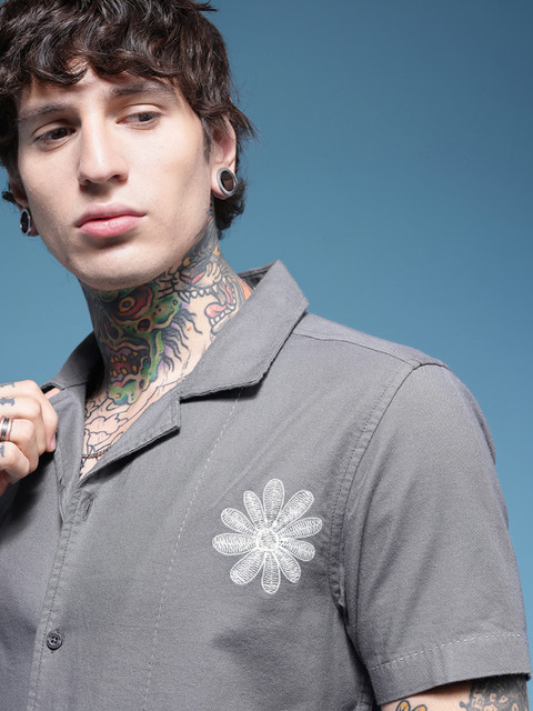 HERE&NOW Floral Embroidered Pure Cotton Casual Shirt - Image 2