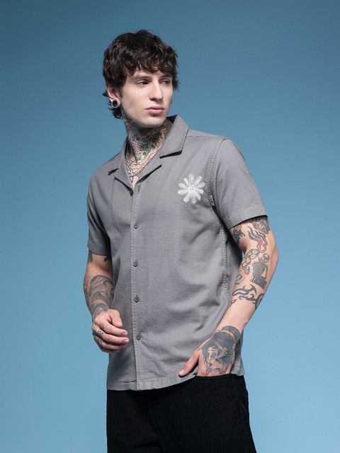 HERE&NOW Floral Embroidered Pure Cotton Casual Shirt - Image 4