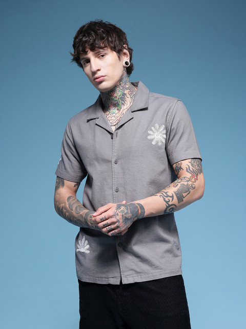 HERE&NOW Floral Embroidered Pure Cotton Casual Shirt - Image 3
