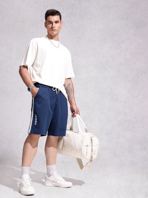WROGN Men Pure Cotton Side Striped Loose Fit Shorts - Image 5
