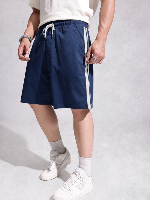 WROGN Men Pure Cotton Side Striped Loose Fit Shorts - Image 3