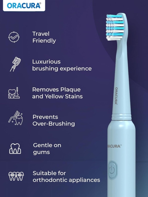 ORACURA SB200 Sonic Lite Electric Rechargeable Waterproof Toothbrush - Blue - Image 6