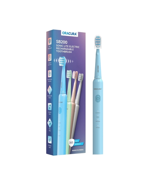 ORACURA SB200 Sonic Lite Electric Rechargeable Waterproof Toothbrush - Blue - Image 2