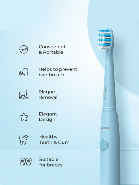 ORACURA SB100 Sonic Lite Electric Battery Operated Convenient & Portable Toothbrush- Blue - Image 6