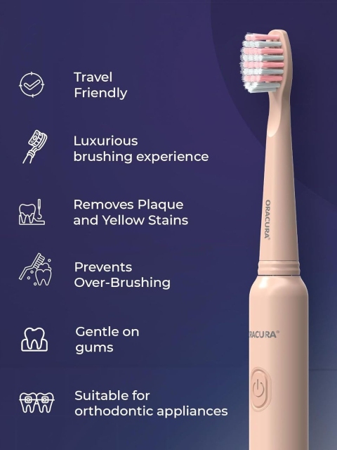 ORACURA SB200 Sonic Lite Electric Rechargeable Toothbrush - Peach - Image 6