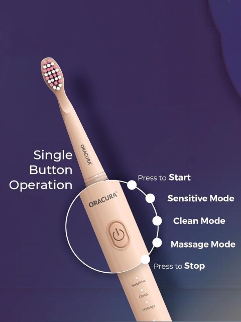 ORACURA SB200 Sonic Lite Electric Rechargeable Toothbrush - Peach - Image 4