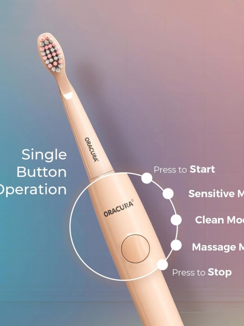 ORACURA SB100 Sonic Lite Electric Battery Operated Soft Bristles Toothbrush - Peach - Image 6