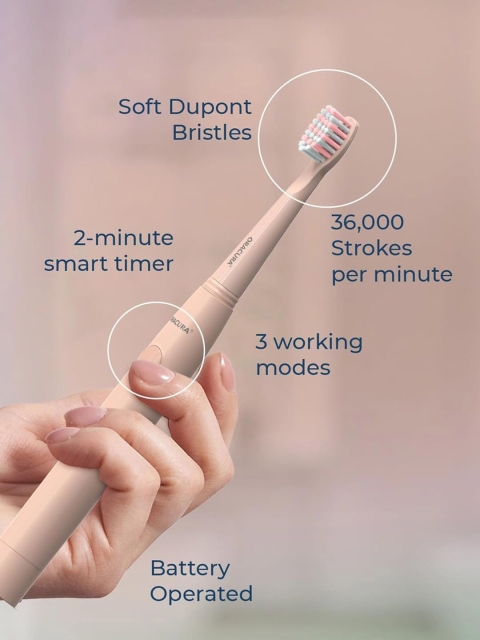 ORACURA SB100 Sonic Lite Electric Battery Operated Soft Bristles Toothbrush - Peach - Image 4