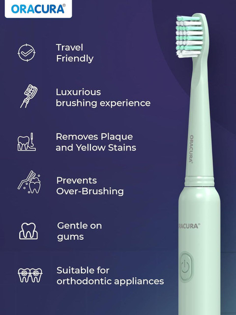 ORACURA SB200 Sonic Lite Electric Rechargeable Waterproof Toothbrush - Green - Image 3