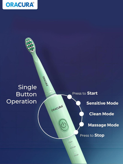 ORACURA SB200 Sonic Lite Electric Rechargeable Waterproof Toothbrush - Green - Image 4