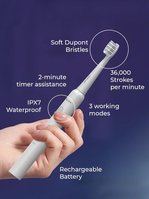 ORACURA SB200 Sonic Lite Electric Rechargeable Waterproof Toothbrush - Grey - Image 3