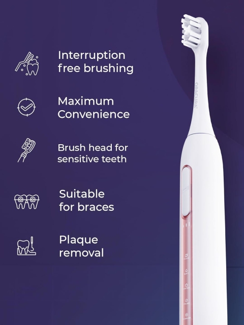 ORACURA SB300 Sonic Smart Electric Rechargeable Waterproof Toothbrush - Peach - Image 3
