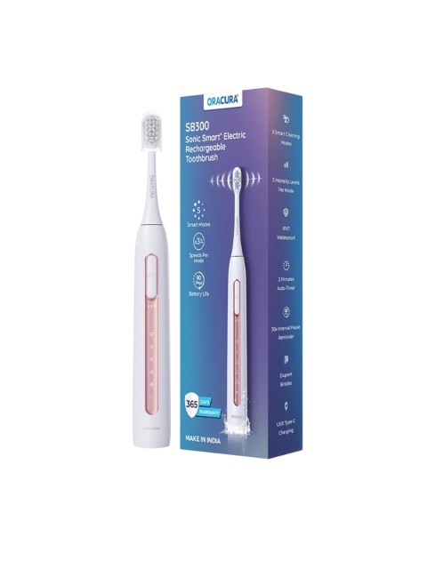 ORACURA SB300 Sonic Smart Electric Rechargeable Waterproof Toothbrush - Peach - Image 2