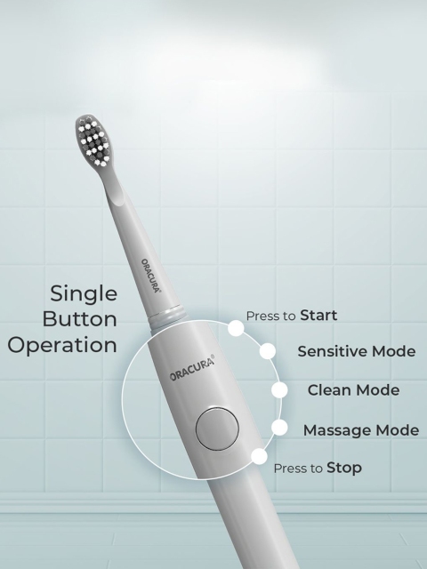ORACURA SB100 Sonic Lite Electric Battery Operated Soft Dupont Bristles Toothbrush - Grey - Image 5