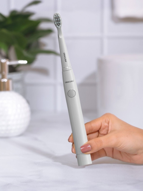 ORACURA SB100 Sonic Lite Electric Battery Operated Soft Dupont Bristles Toothbrush - Grey - Image 3