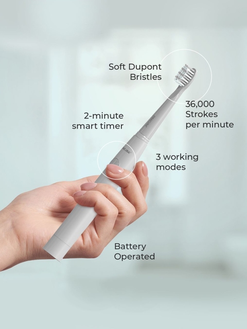 ORACURA SB100 Sonic Lite Electric Battery Operated Soft Dupont Bristles Toothbrush - Grey - Image 4