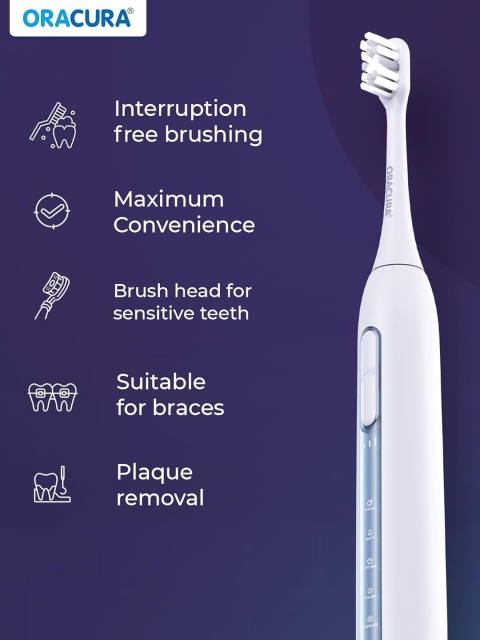 ORACURA SB300 Sonic Smart Electric Rechargeable Soft Dupont Bristles Toothbrush - Blue - Image 5