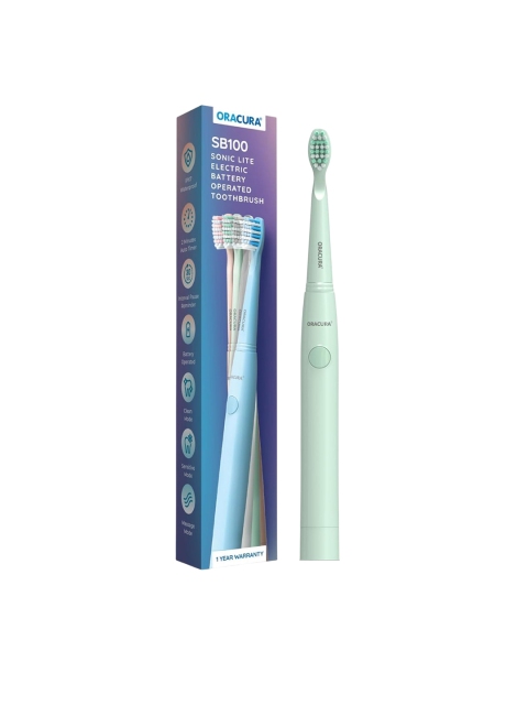 ORACURA SB100 Sonic Lite Electric Battery Operated Soft Dupont Brustles Toothbrush - Green - Image 2