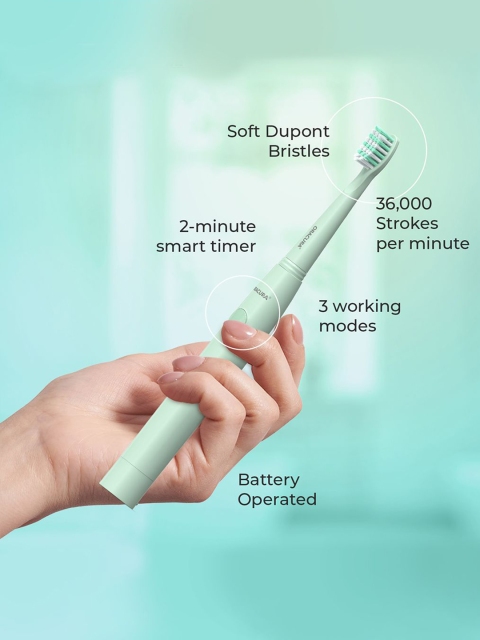 ORACURA SB100 Sonic Lite Electric Battery Operated Soft Dupont Brustles Toothbrush - Green - Image 4