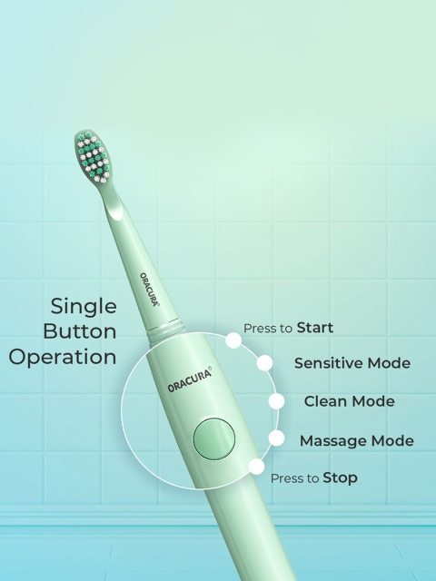 ORACURA SB100 Sonic Lite Electric Battery Operated Soft Dupont Brustles Toothbrush - Green - Image 5