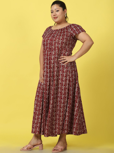 theRebelinme Women Floral Print A-Line Maxi Dress Plus Size - Image 4