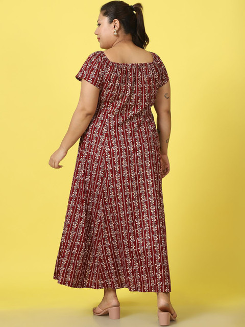 theRebelinme Women Floral Print A-Line Maxi Dress Plus Size - Image 5