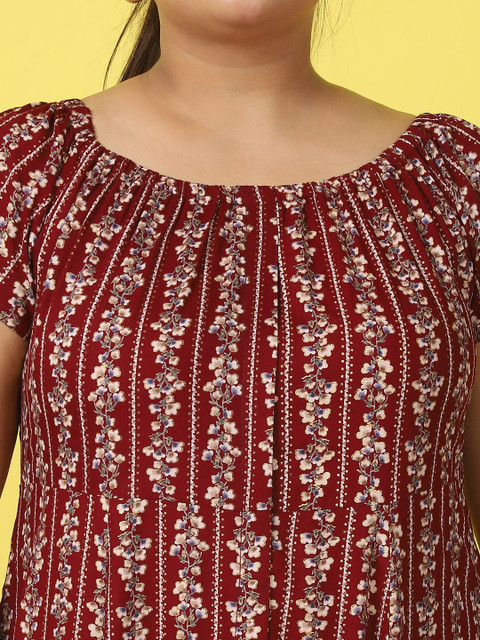 theRebelinme Women Floral Print A-Line Maxi Dress Plus Size - Image 2