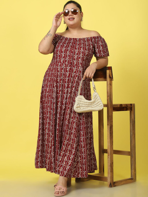 theRebelinme Women Floral Print A-Line Maxi Dress Plus Size - Image 6