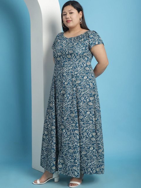 theRebelinme Women Plus Size Floral Printed A-Line Maxi Dress - Image 4