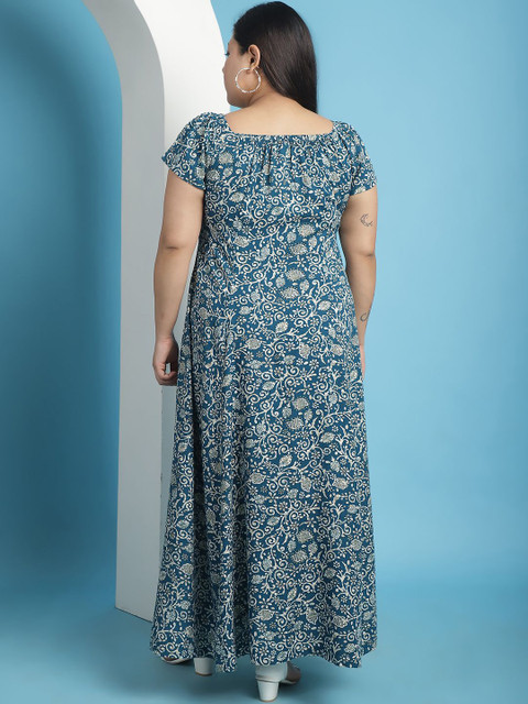 theRebelinme Women Plus Size Floral Printed A-Line Maxi Dress - Image 5