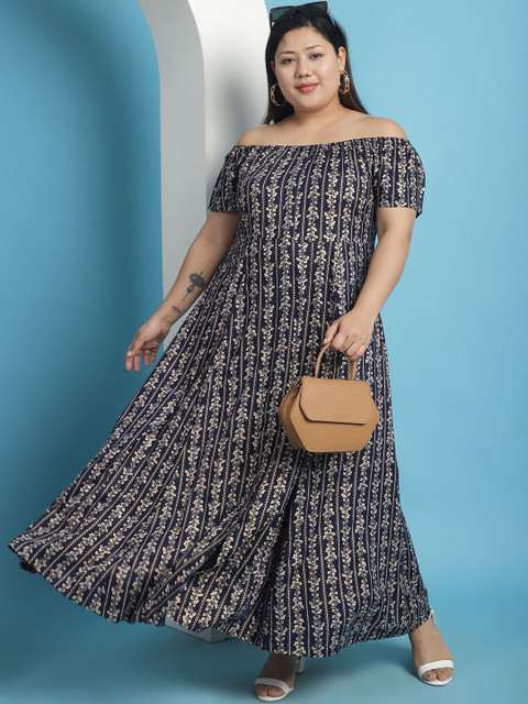 theRebelinme Women Floral Print A-Line Maxi Dress Plus Size - Image 6